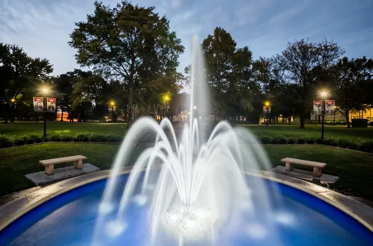 Fountain in front of campus